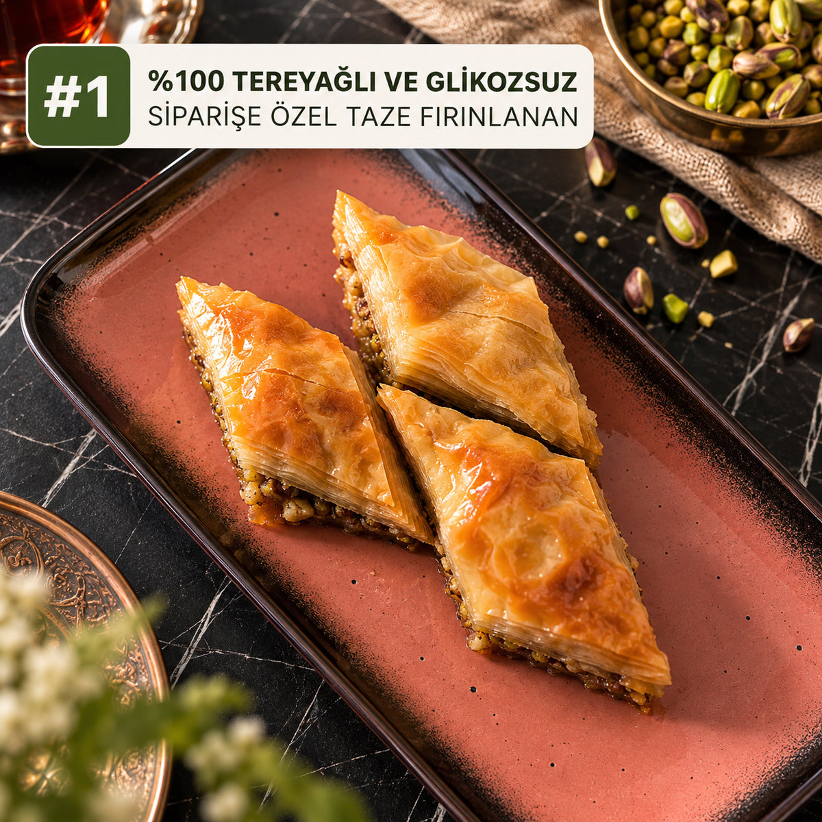 Cevizli El Açması Özel Kesim Antep Baklavası